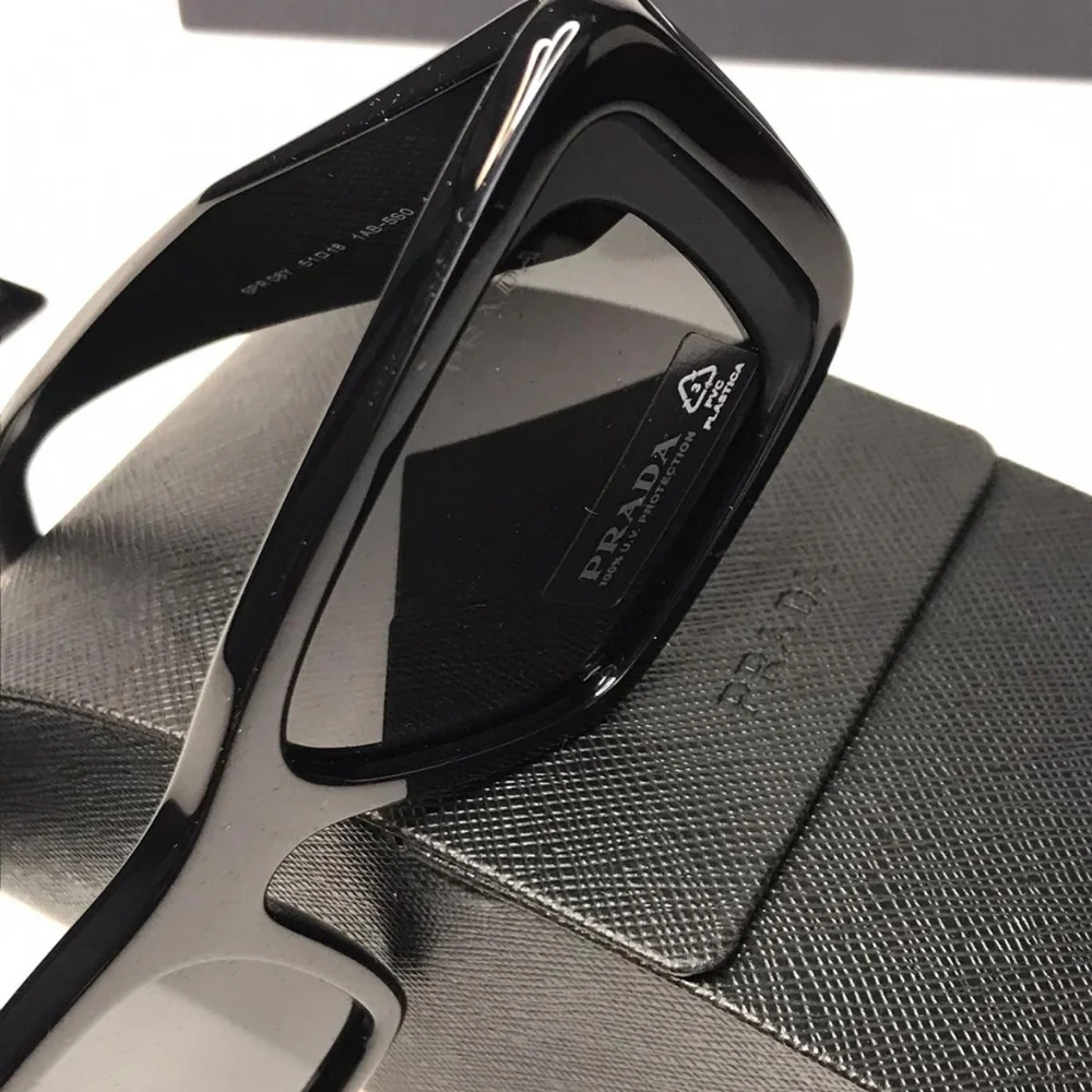 💯- Authentic New Prada PR-08YS 1AB5S0 Sunglasses Women's Black Dark Grey Bu… - Picture 11 of 14